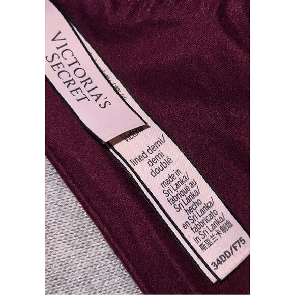 Victoria’s Secret Burgundy Lined Demi Bra Size 34DD - Picture 3 of 5